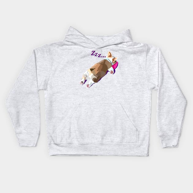 Corgi is sleeping Kids Hoodie by Ocennyy